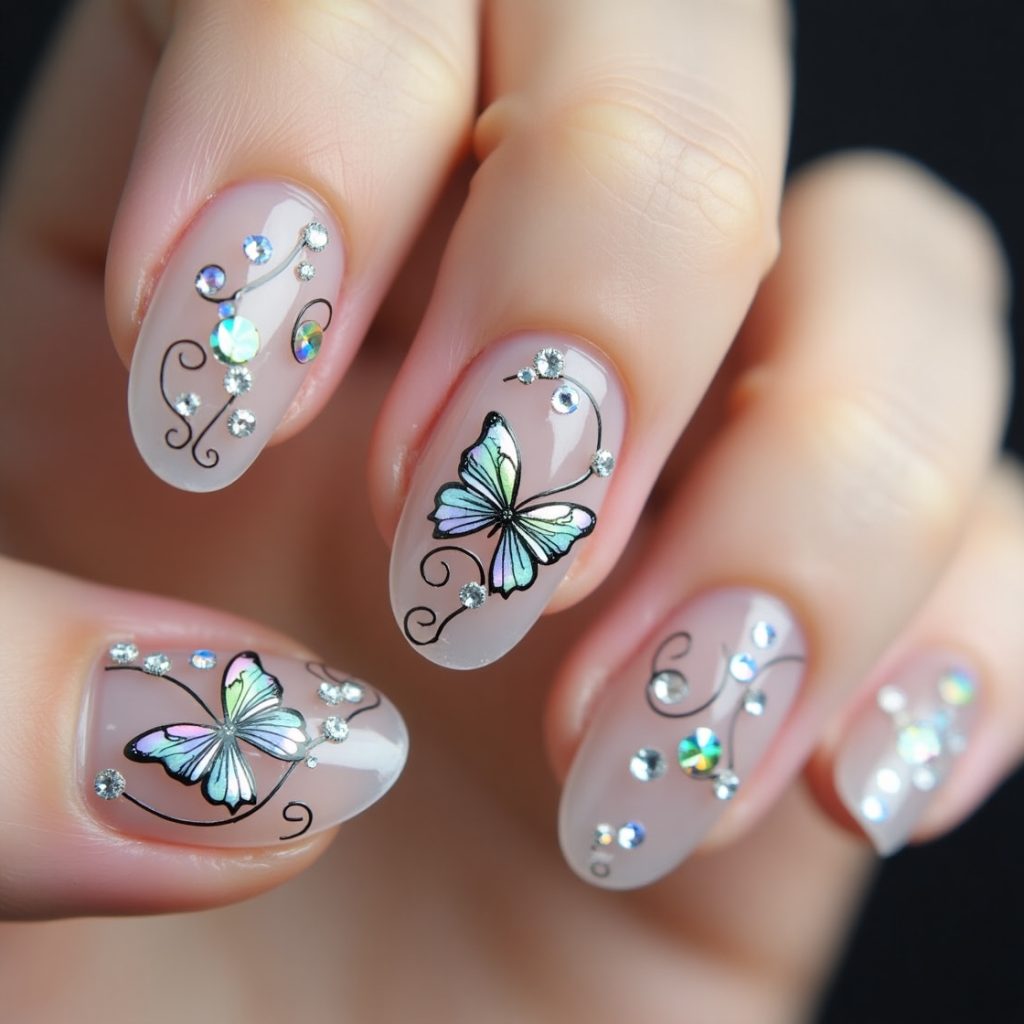Holographic Fairy Wings Nails