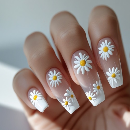 Floral French Nails